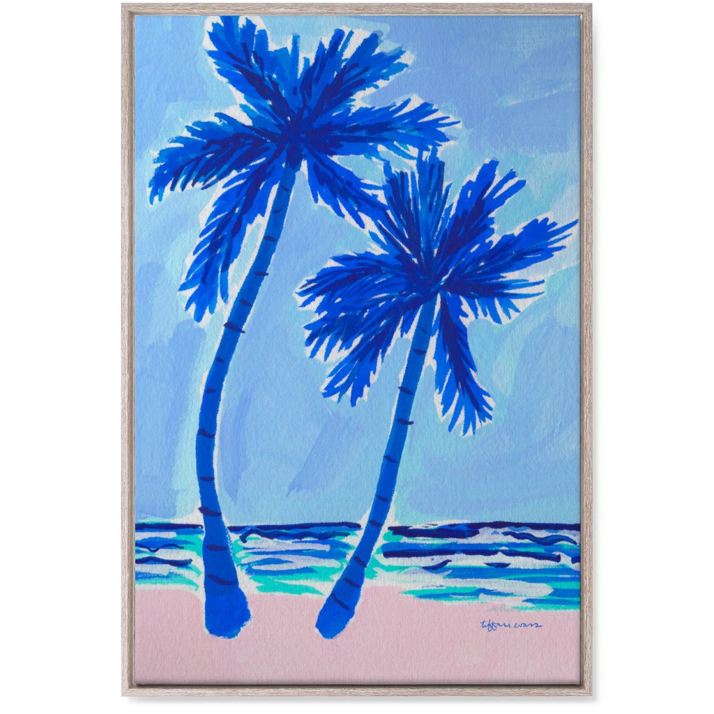 Palm Beach Vibes - Blue Wall Art, Rustic, Single piece, Canvas, 24x36, Blue