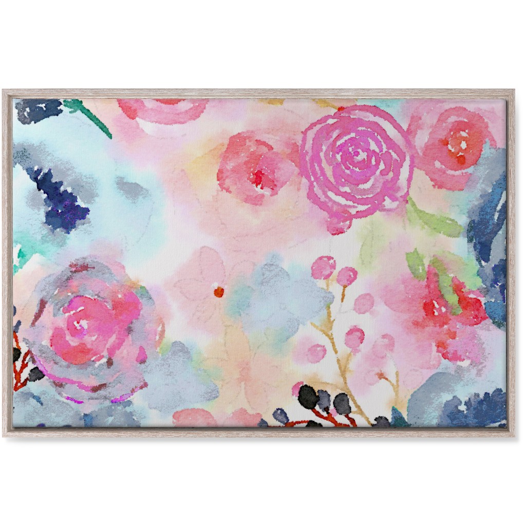 Spring Dreams - Watercolor Floral - Multi Wall Art, Rustic, Single piece, Canvas, 24x36, Multicolor