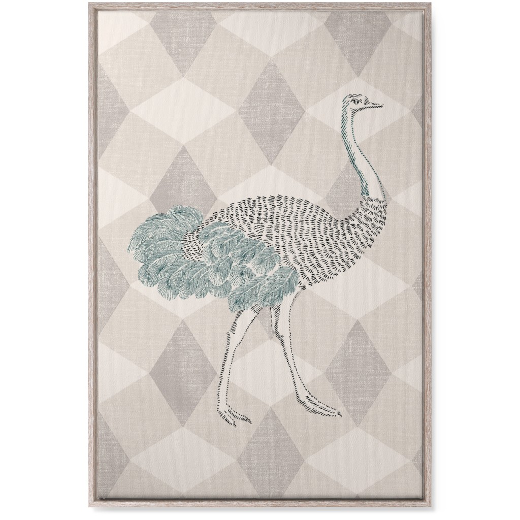 Majestic Ostrich Wall Art, Rustic, Single piece, Canvas, 24x36, Beige, Pearl