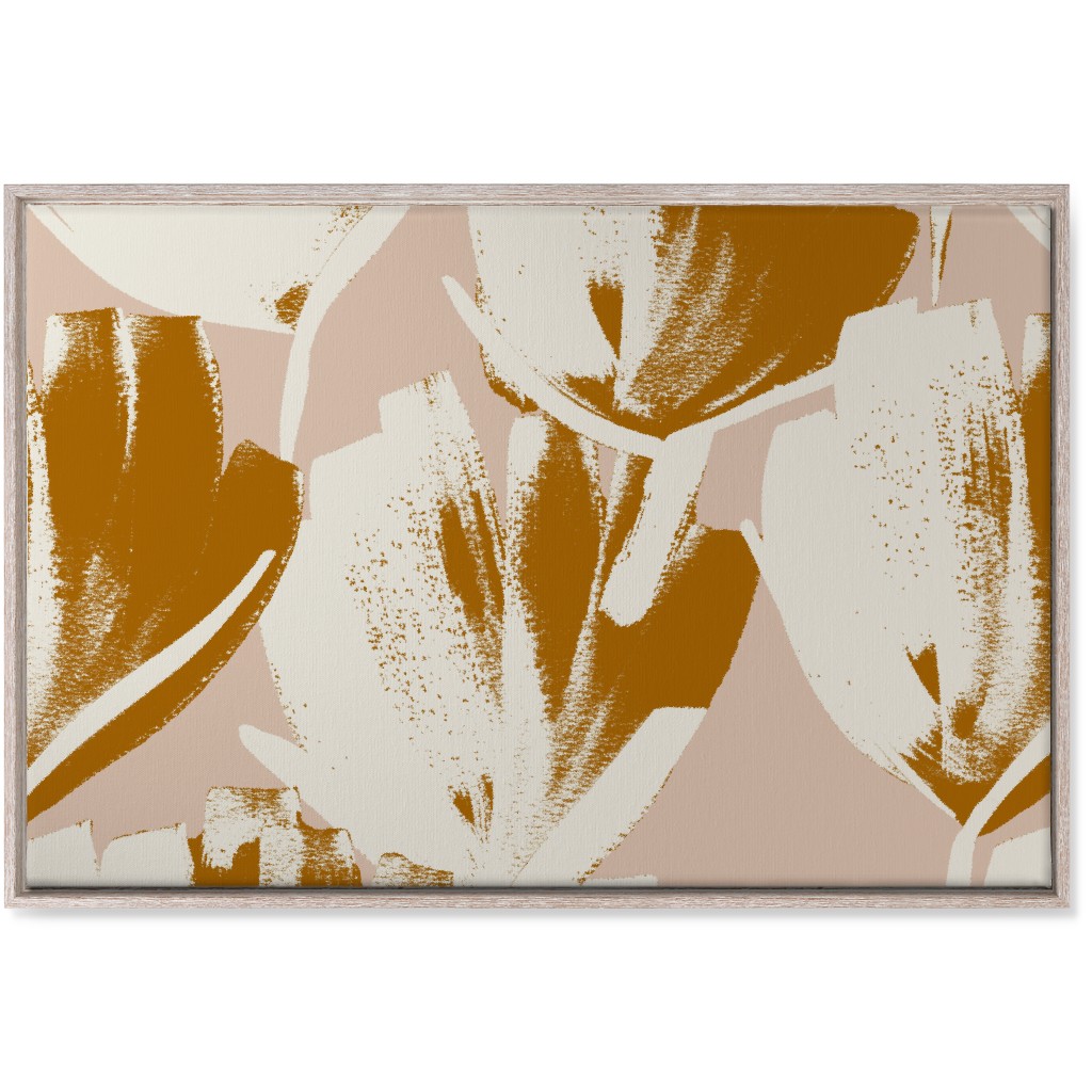Flowers - Mustard Wall Art, Rustic, Single piece, Canvas, 24x36, Pink, Bright Pink