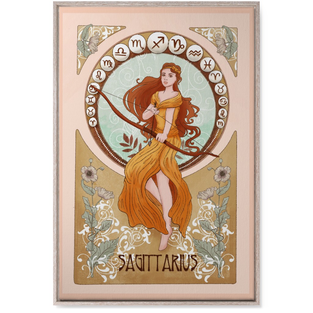 Art Nouveau - Sagittarius Wall Art, Rustic, Single piece, Canvas, 24x36, Multicolor