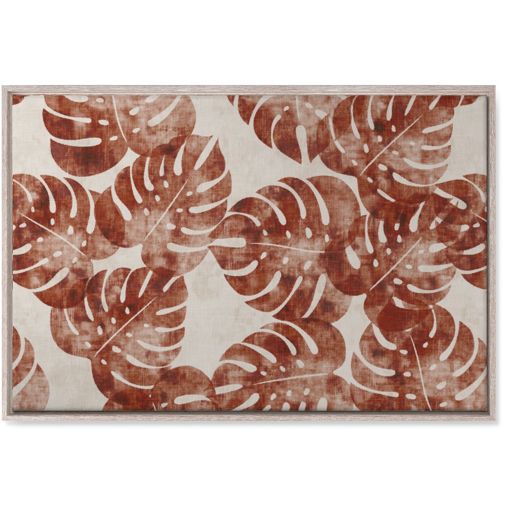 Monstera Leaves - Rust Wall Art, Rustic, Single piece, Canvas, 24x36, Brown