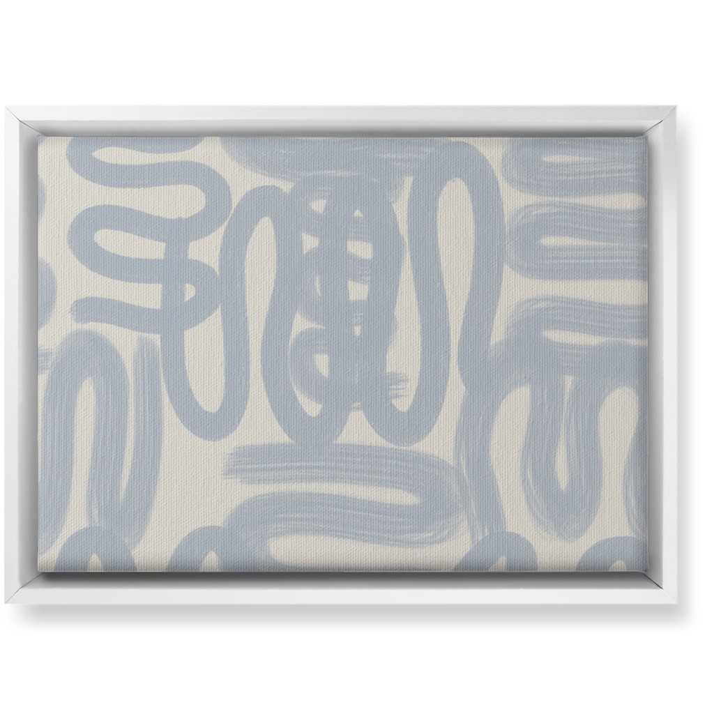 Squiggle - Blue and Cream Wall Art, White, Single piece, Canvas, 10x14, Blue