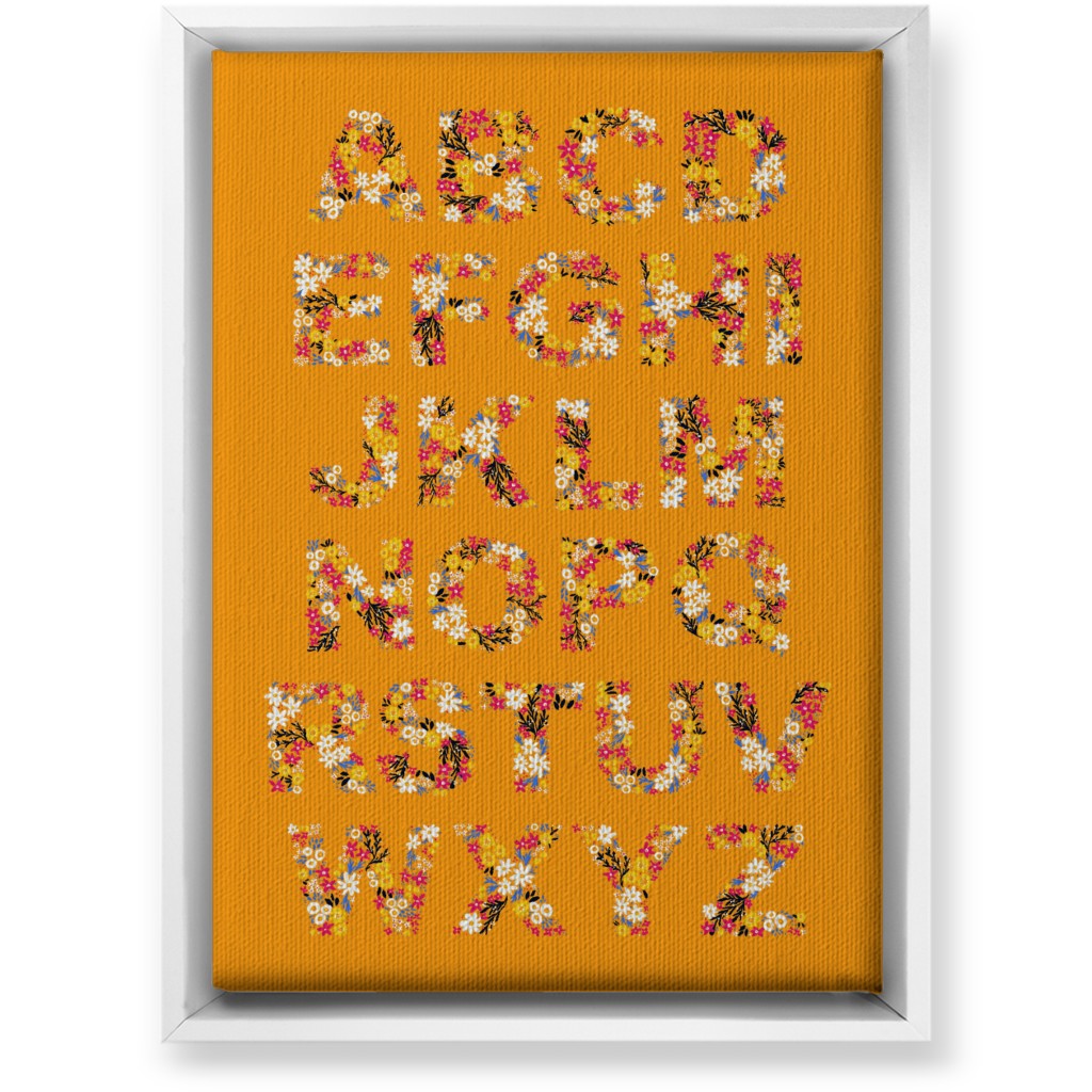 Rustic Wildflower Alphabet Wall Art, White, Single piece, Canvas, 10x14, Orange