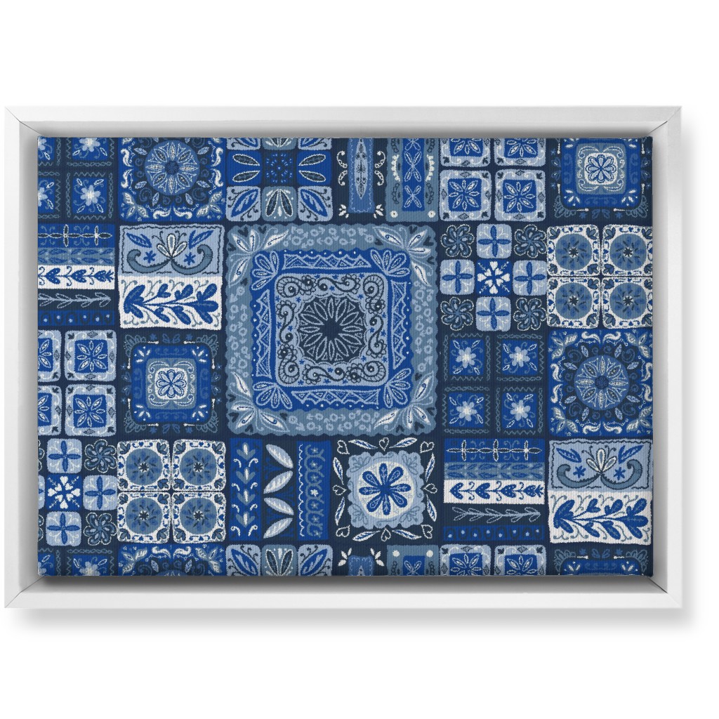 Grandma's Patchwork - Blue Wall Art, White, Single piece, Canvas, 10x14, Blue, True Blue