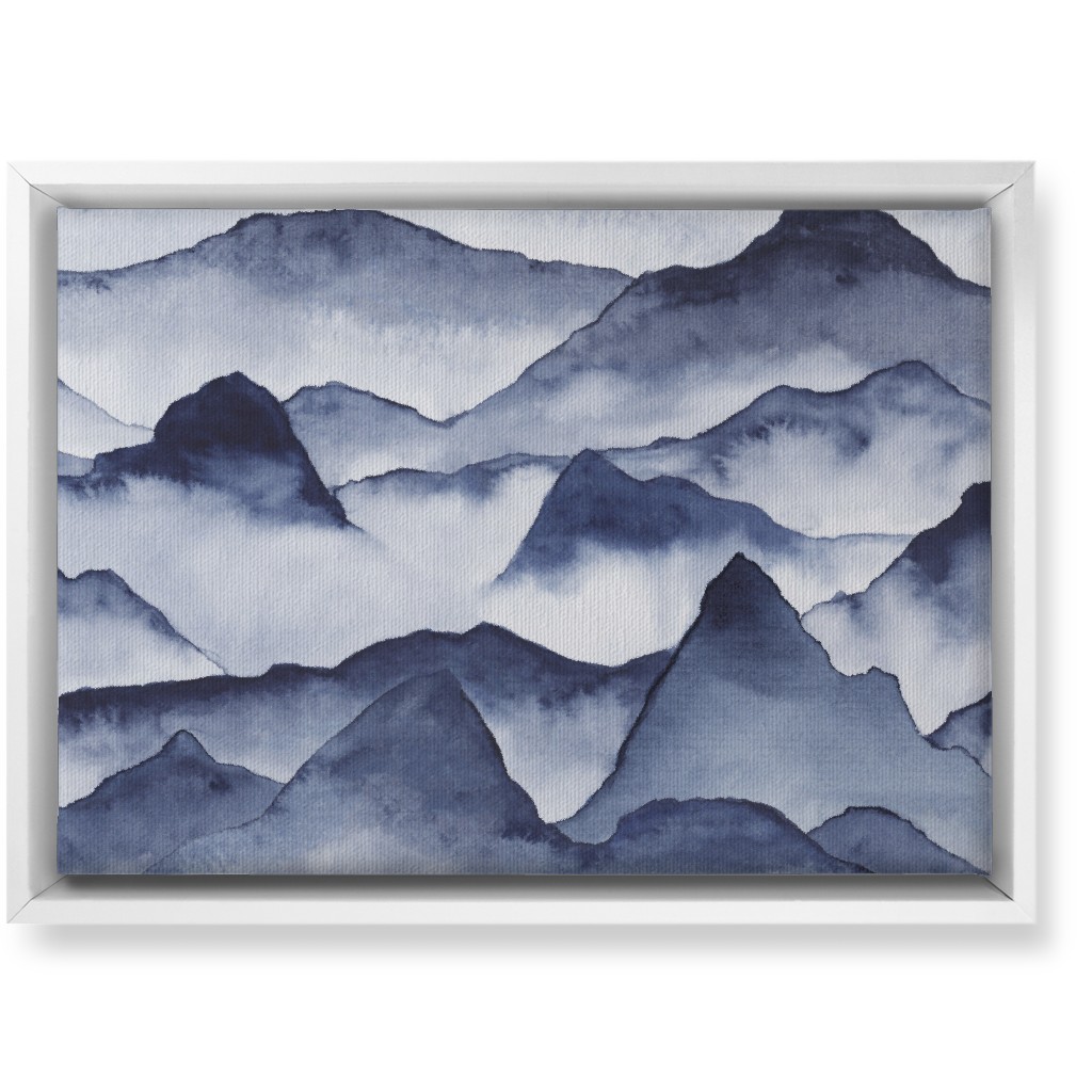 Watercolor Mountains - Blue Wall Art, White, Single piece, Canvas, 10x14, Blue