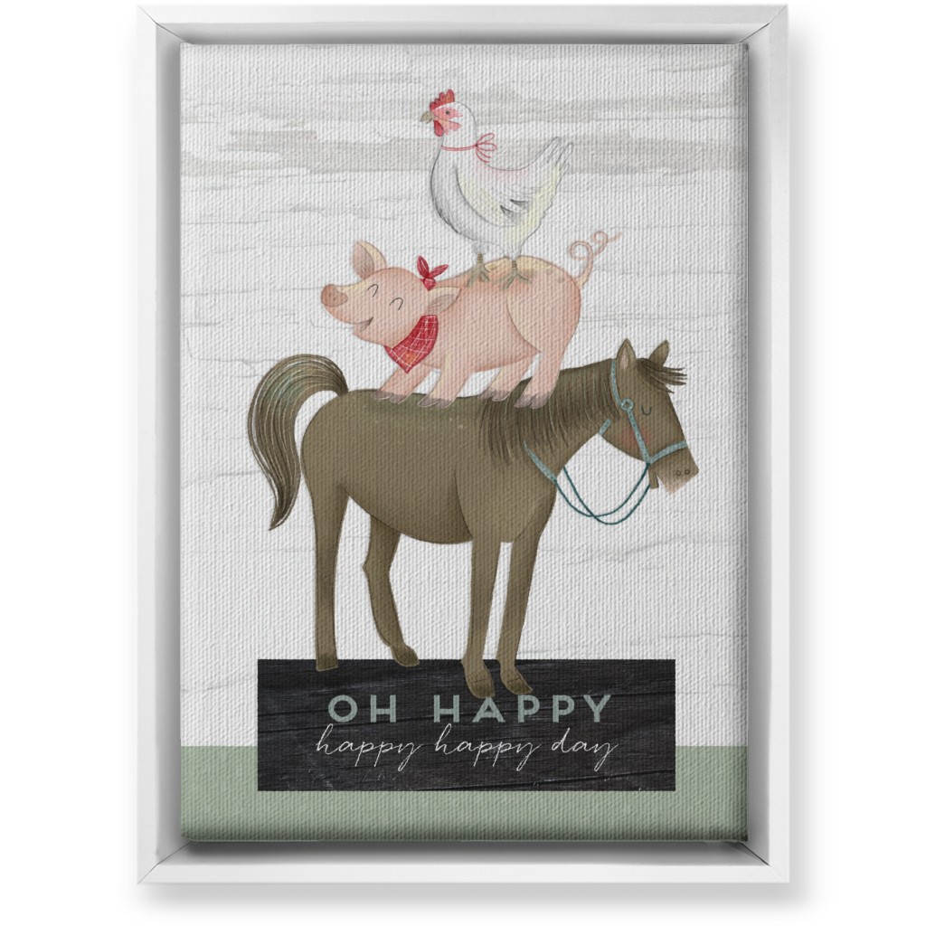 Stacked Happy Farm Animals - Multi Wall Art, White, Single piece, Canvas, 10x14, Multicolor