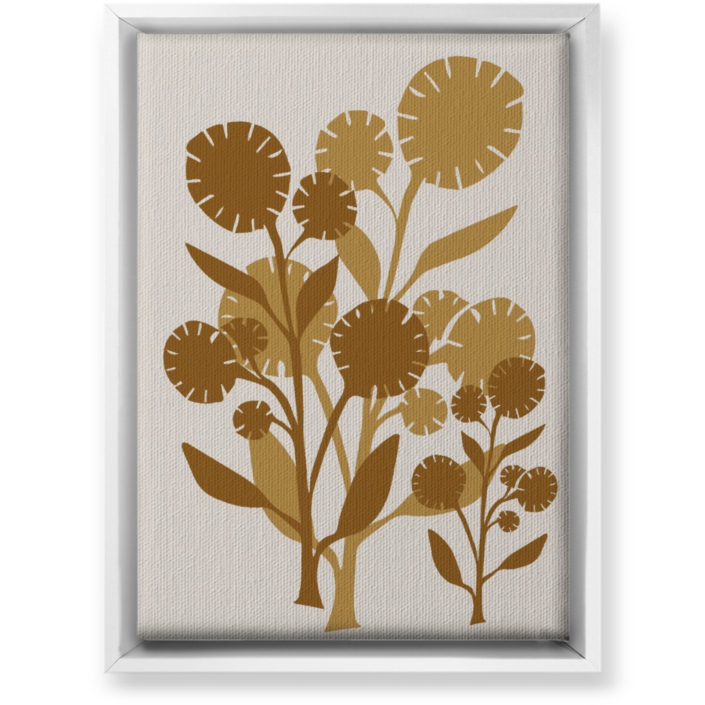 Abstract Flower Wall Art, White, Single piece, Canvas, 10x14, Brown