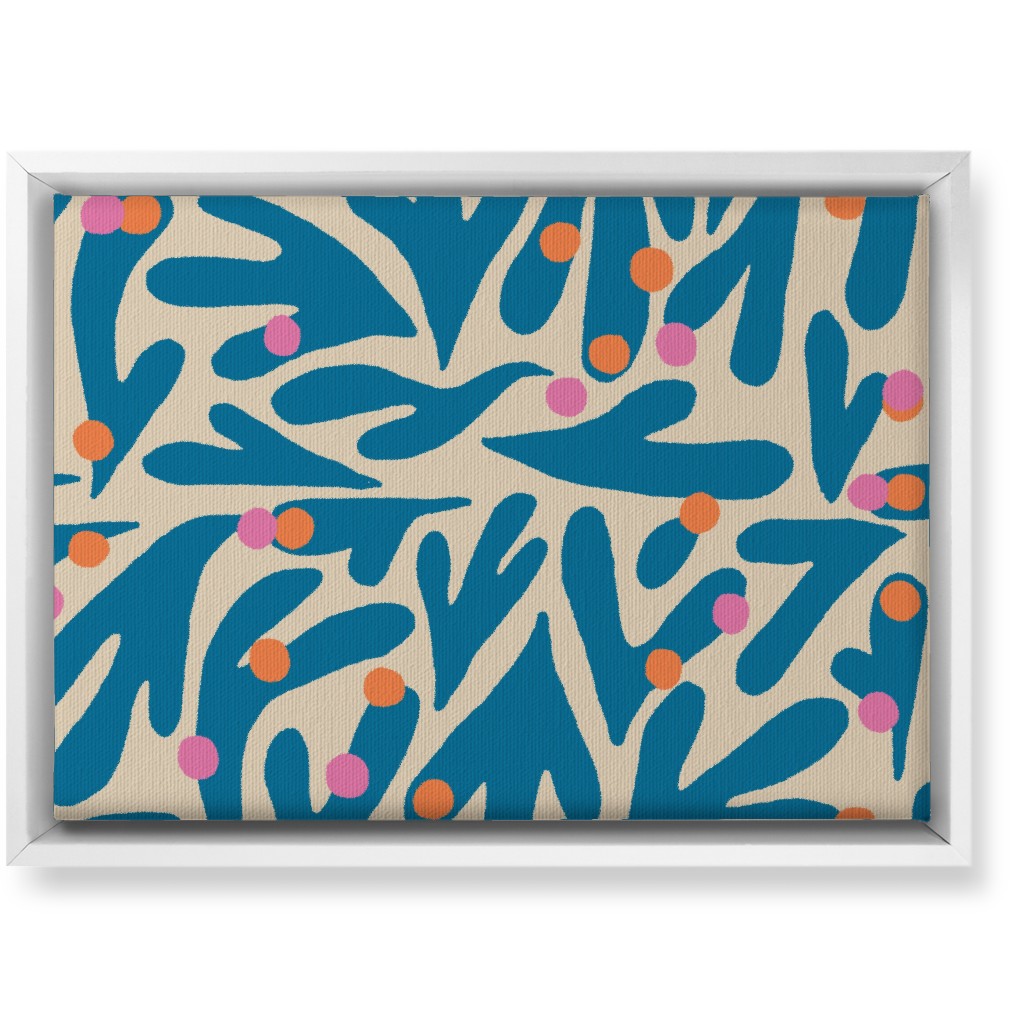 Funky Floral - Blue and White Wall Art, White, Single piece, Canvas, 10x14, Blue
