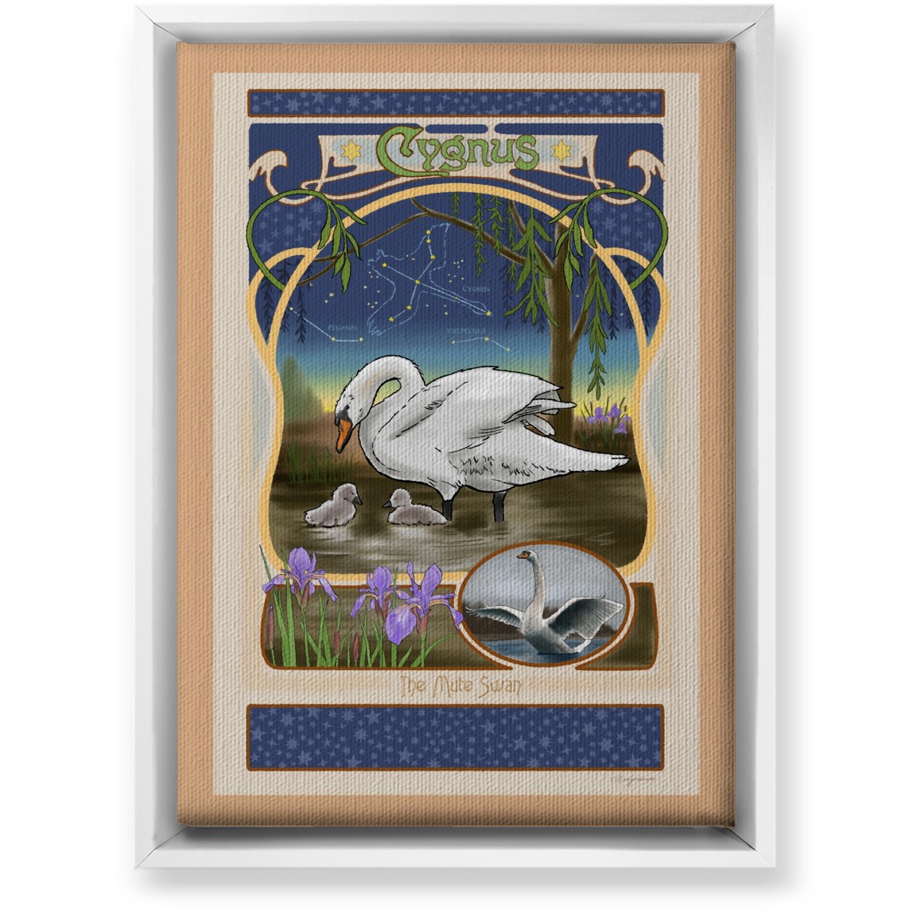 Art Nouveau Swan Wall Art, White, Single piece, Canvas, 10x14, Multicolor
