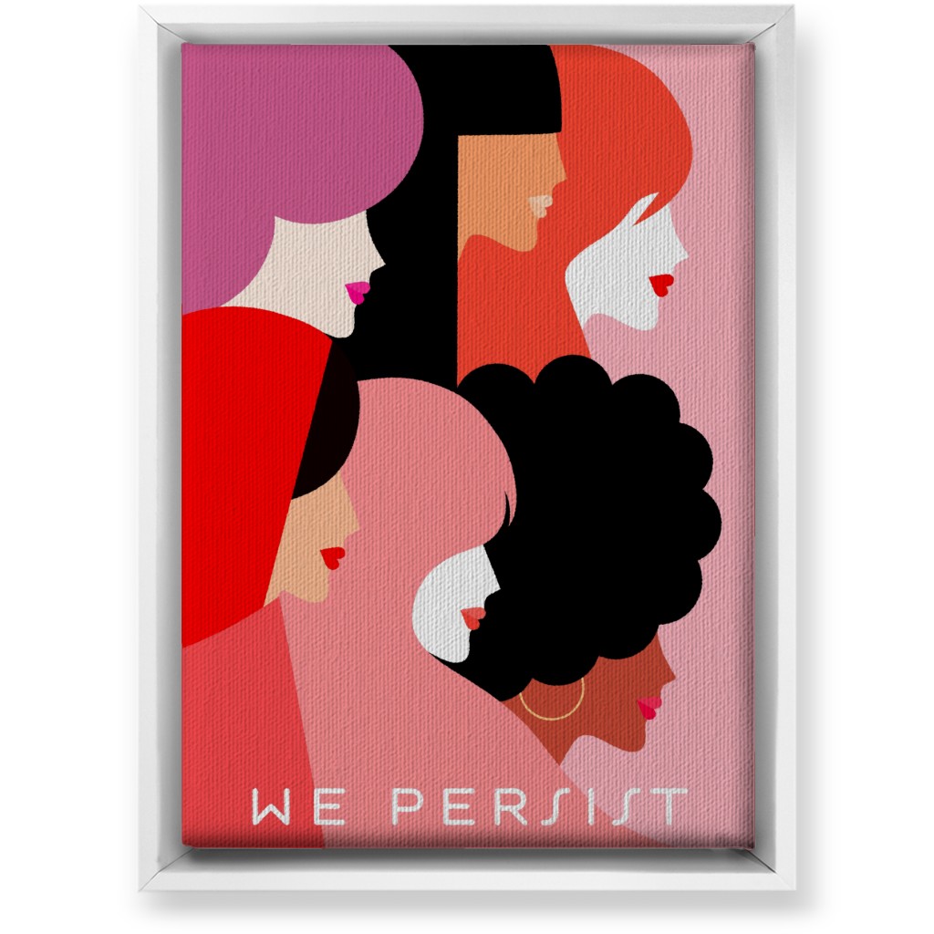 Girl Power, We Persist - Coral & Pink Wall Art, White, Single piece, Canvas, 10x14, Pink, Bright Pink