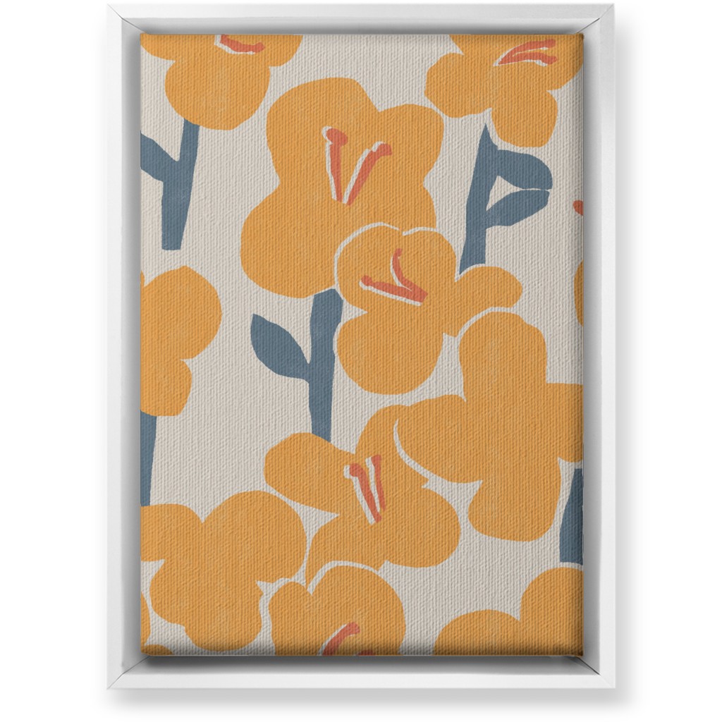 Field of Mod Flowers - Yellow Wall Art, White, Single piece, Canvas, 10x14, Yellow