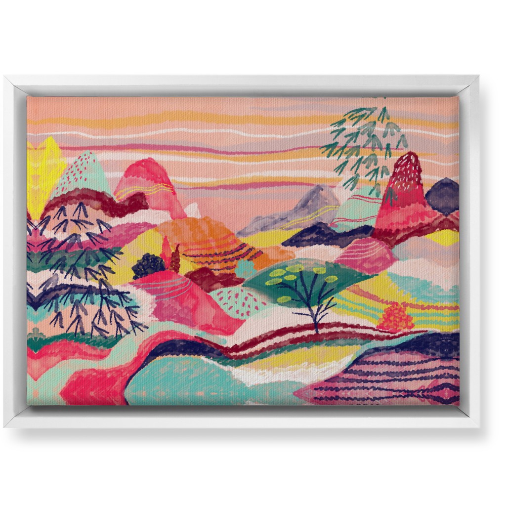 Dreamy Hills Abstract - Vibrant Wall Art, White, Single piece, Canvas, 10x14, Multicolor
