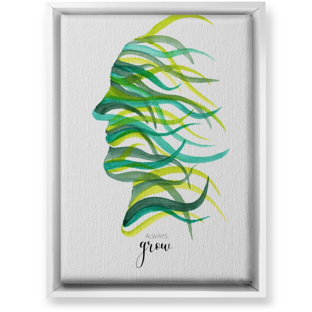 Always Grow - Green Wall Art, White, Single piece, Canvas, 10x14, Green, Classic Green