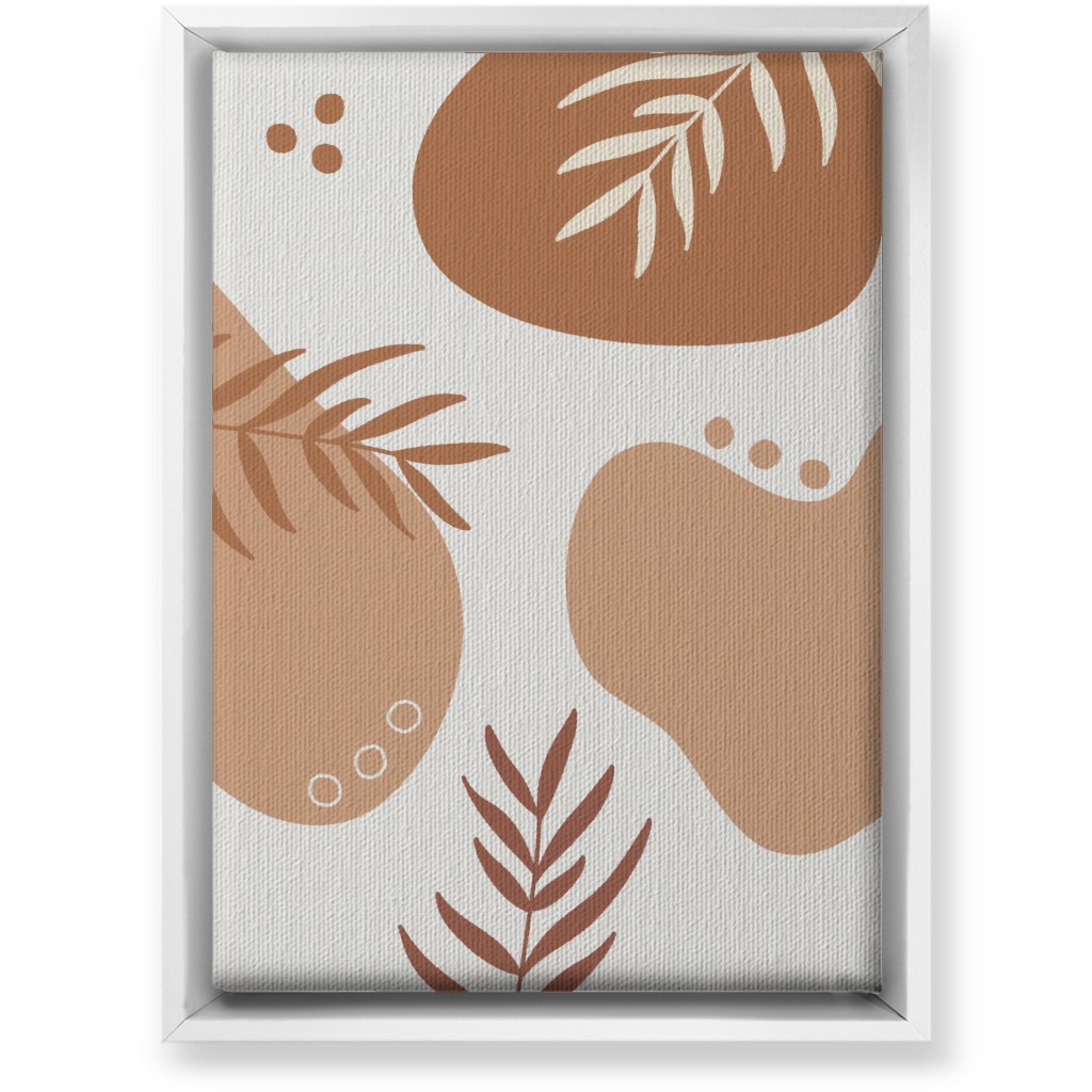 Abstract Shapes and Fern Leaves - Neutral Wall Art, White, Single piece, Canvas, 10x14, Orange