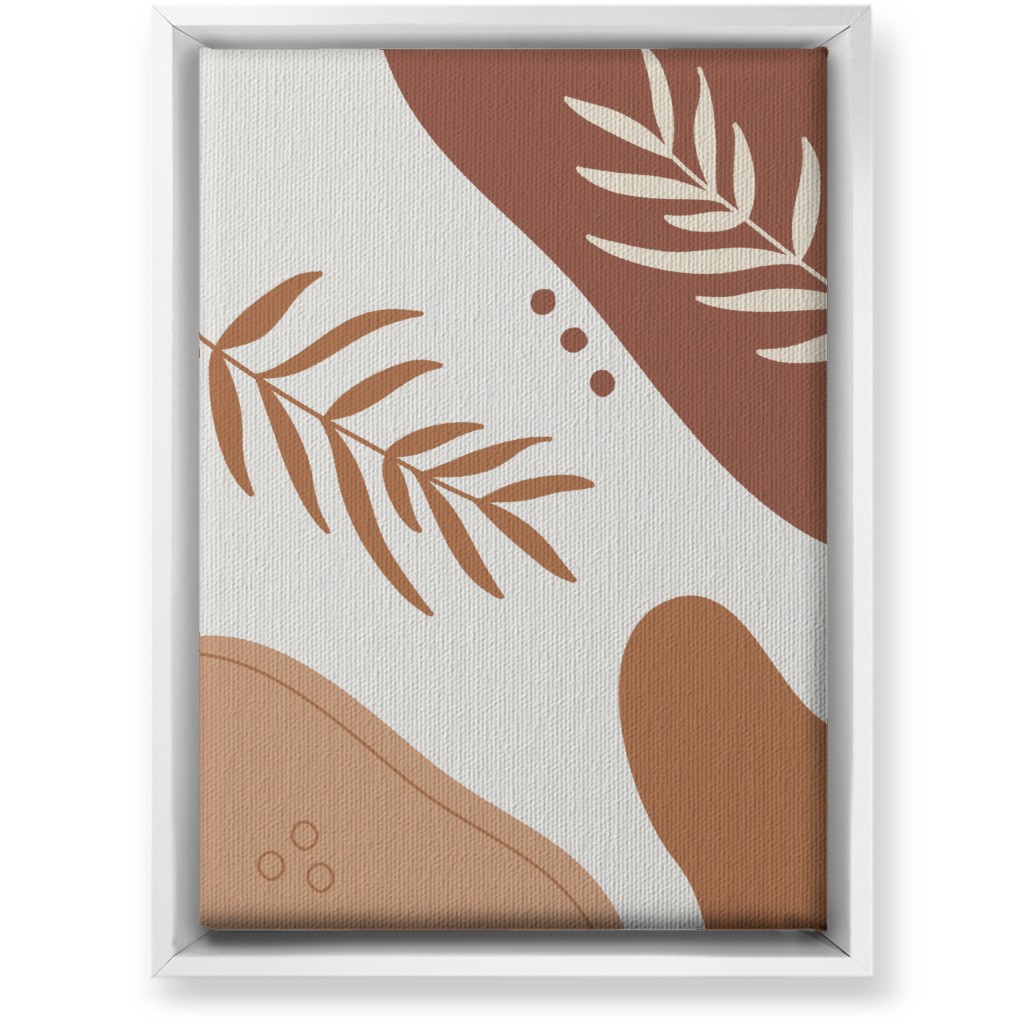 Fern Leaves and Abstract Shapes - Earth Tones Wall Art, White, Single piece, Canvas, 10x14, Orange, Orange