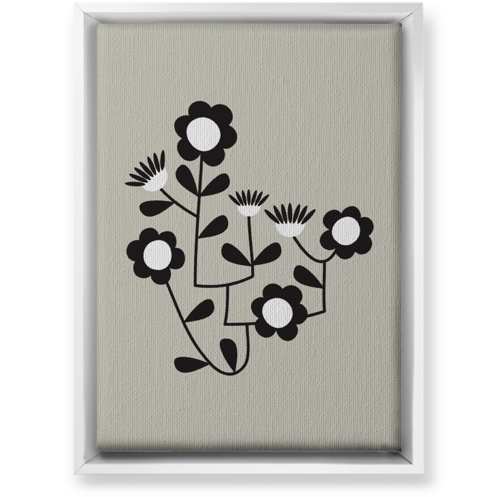 Mod Hanging Floral Wall Art, White, Single piece, Canvas, 10x14, Gray, Pebble