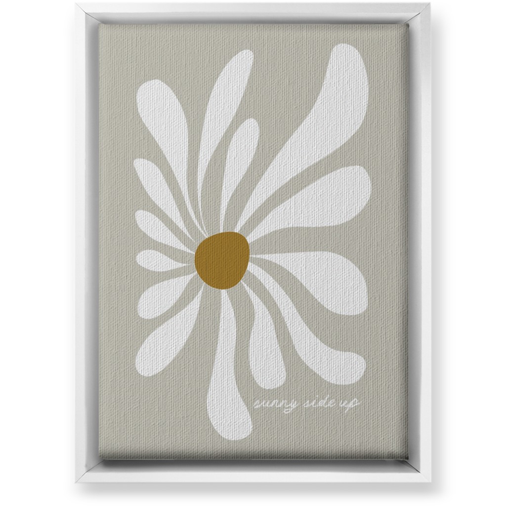 Mod Sunny Side Up Daisy Wall Art, White, Single piece, Canvas, 10x14, Gray