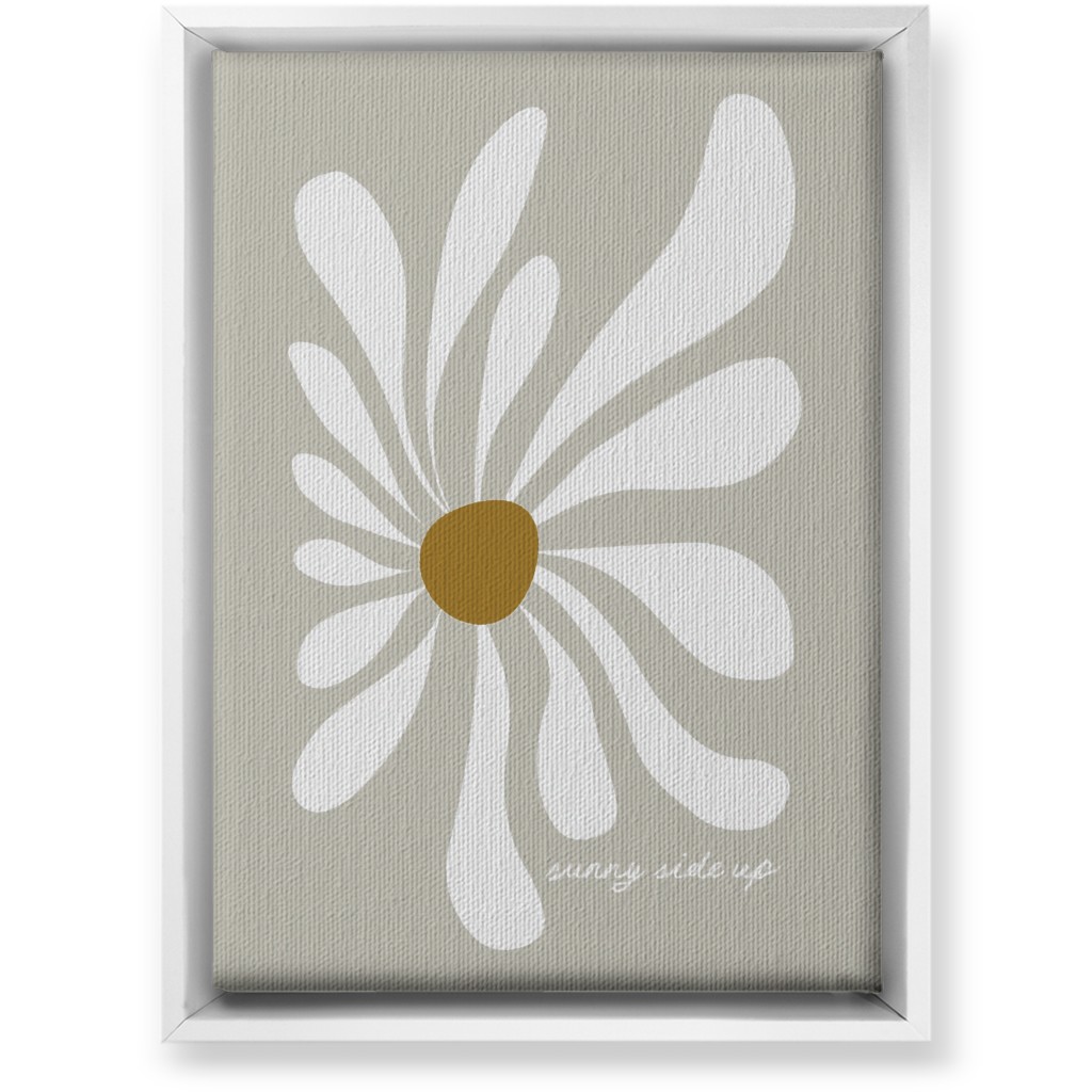 Mod Sunny Side Up Daisy Wall Art, White, Single piece, Canvas, 10x14, Gray, Pebble