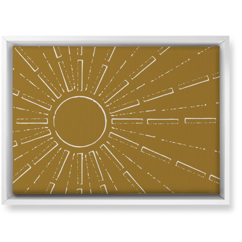 Midcentury Sunburst Wall Art, White, Single piece, Canvas, 10x14, Yellow