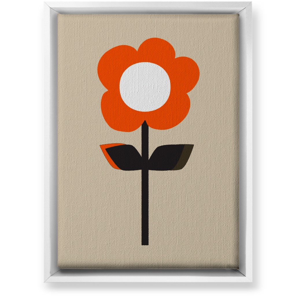 Retro Flower Wall Art, White, Single piece, Canvas, 10x14, Red, Coral