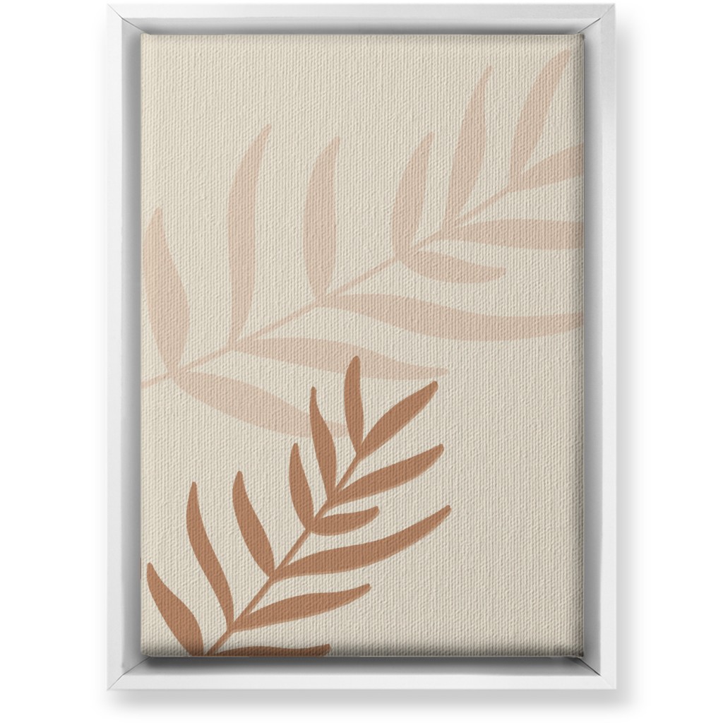 Fern Leaves in Neutral Earth Tones Wall Art, White, Single piece, Canvas, 10x14, Beige