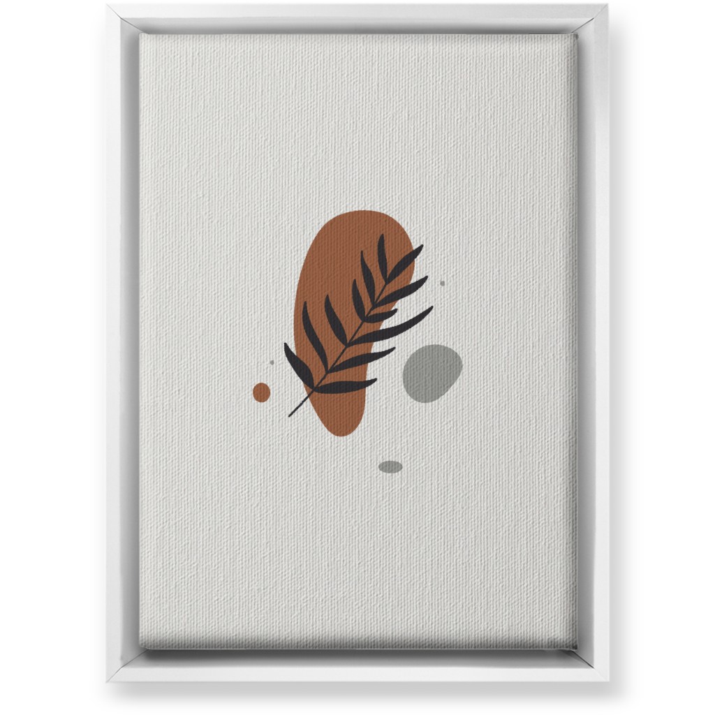 Shapes and Fern Leaf V Wall Art, White, Single piece, Canvas, 10x14, Brown