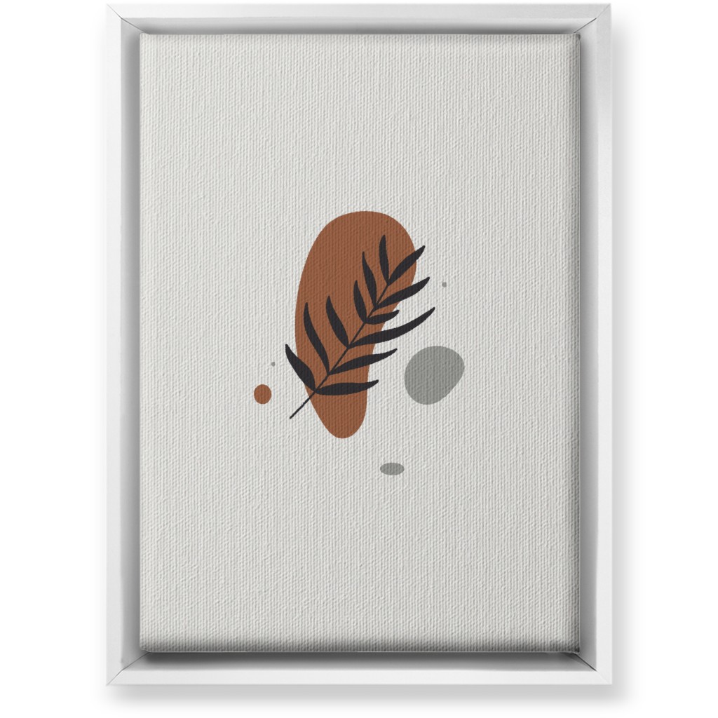 Shapes and Fern Leaf V Wall Art, White, Single piece, Canvas, 10x14, Brown, Toast