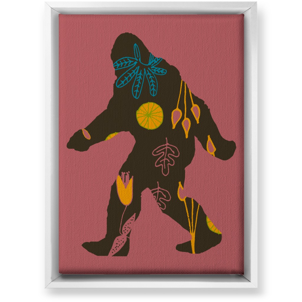 Bigfoot - Multi on Pink Wall Art, White, Single piece, Canvas, 10x14, Pink, Bright Pink