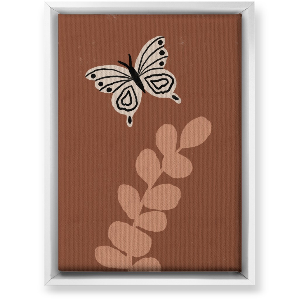 Butterfly and Branch - Warm Wall Art, White, Single piece, Canvas, 10x14, Brown