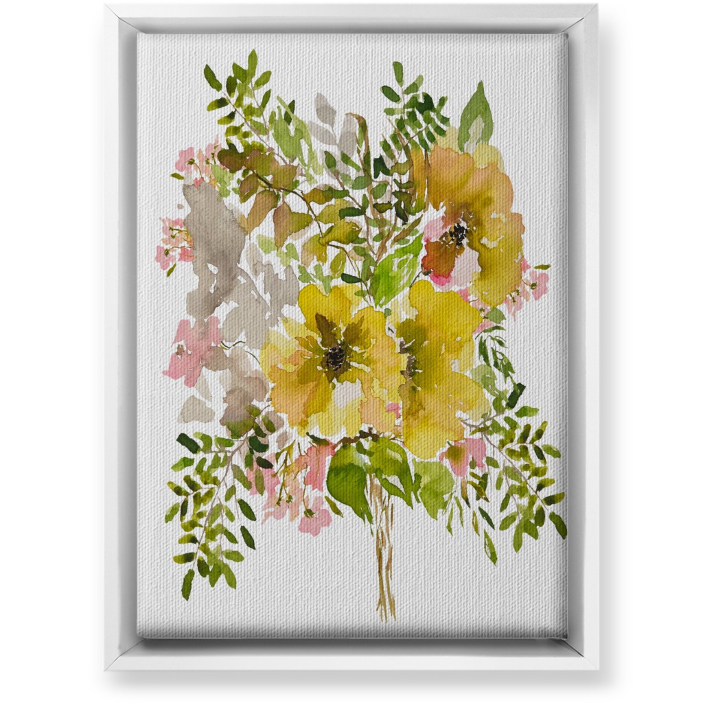 Floral Bouquet - Yellow Wall Art, White, Single piece, Canvas, 10x14, Yellow, Classic Yellow