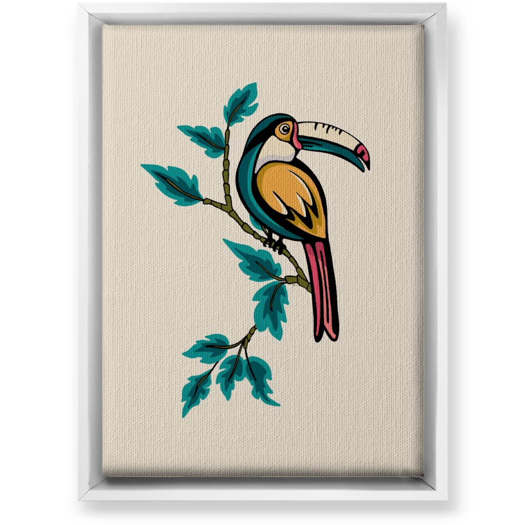 Perched Bird on Branch - Multi Wall Art, White, Single piece, Canvas, 10x14, Beige