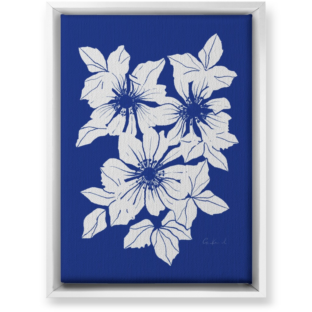 Botanical Big Anemones Wall Art, White, Single piece, Canvas, 10x14, Blue, Royal