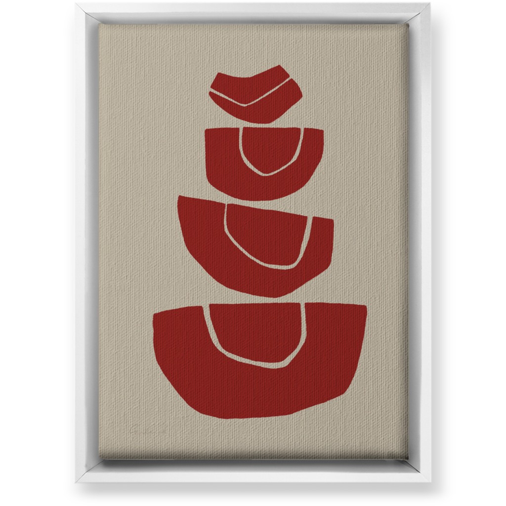 Geometric Stack Abstract Wall Art, White, Single piece, Canvas, 10x14, Red