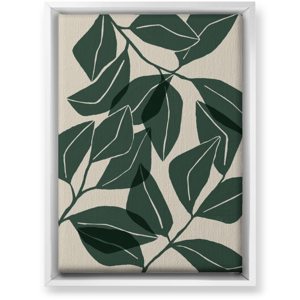 Botanical Ficus Leaves Wall Art, White, Single piece, Canvas, 10x14, Green