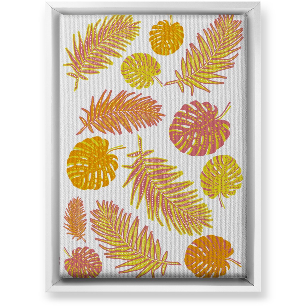 Optimistic Tropical Leaves - Multi Wall Art, White, Single piece, Canvas, 10x14, Orange, Orange
