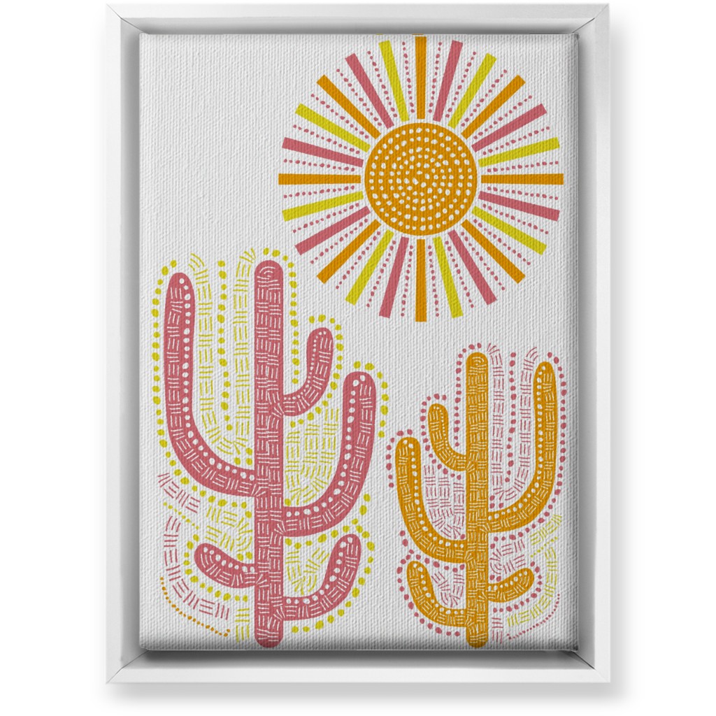 Boho Cactus and Sunny Summer - Warm Wall Art, White, Single piece, Canvas, 10x14, Multicolor