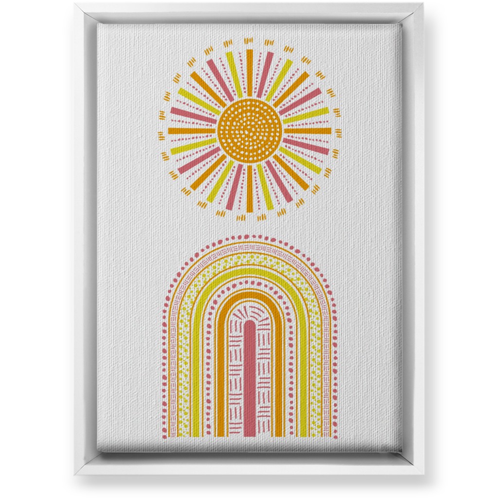 Boho Rainbow and Sun - Warm Wall Art, White, Single piece, Canvas, 10x14, Multicolor
