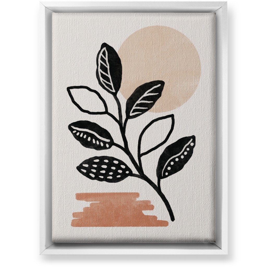 Leaves in the Moonlight Wall Art, White, Single piece, Canvas, 10x14, Beige