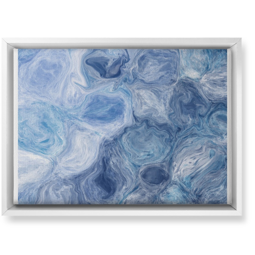 Abstract Acrylic Pour Ripple - Blue Wall Art, White, Single piece, Canvas, 10x14, Blue