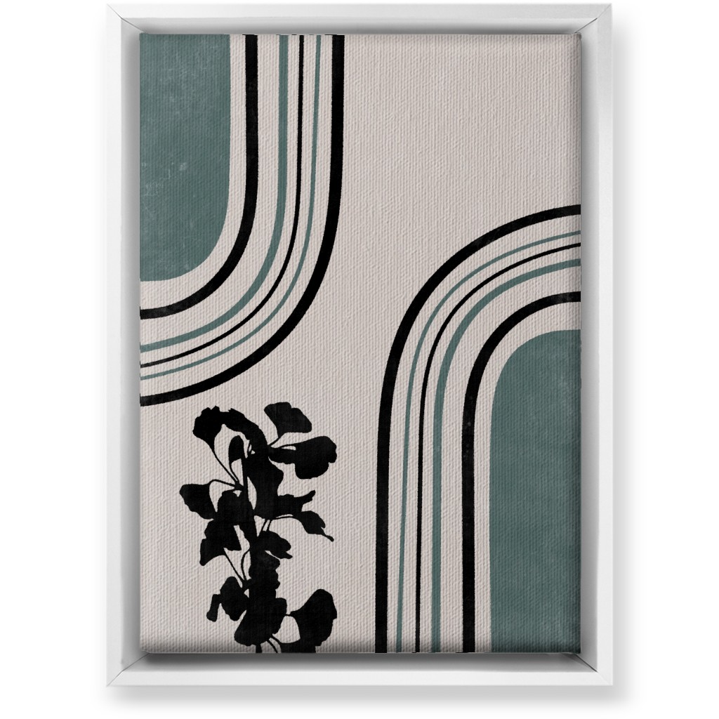 Modern Garden Pathway - Green and Ivory Wall Art, White, Single piece, Canvas, 10x14, Green