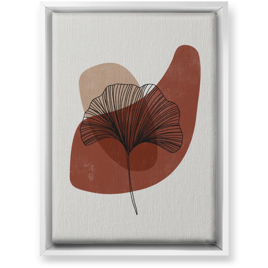 Abstract Ginko - Terracotta and Ivory Wall Art, White, Single piece, Canvas, 10x14, Brown, Brown