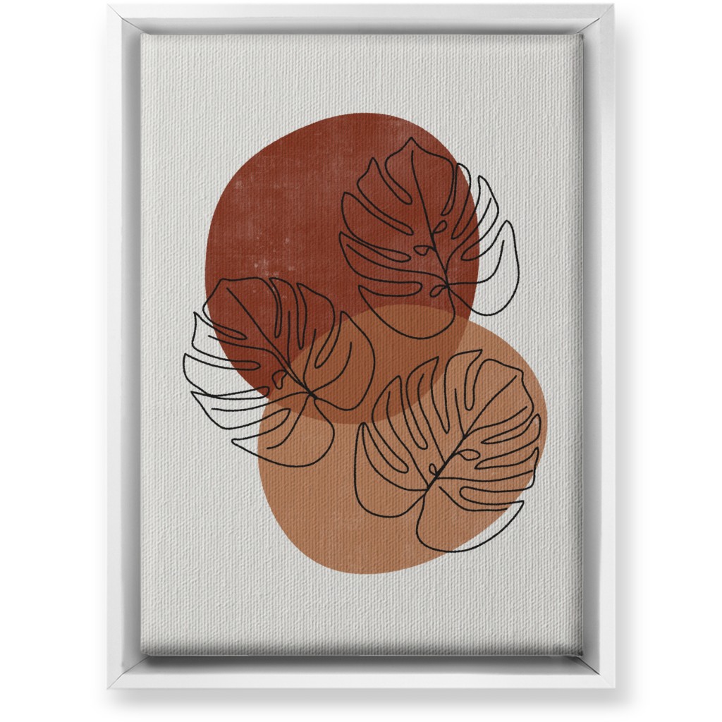 Abstract Monstera Leaves - Terracotta and Ivory Wall Art, White, Single piece, Canvas, 10x14, Brown, Brown