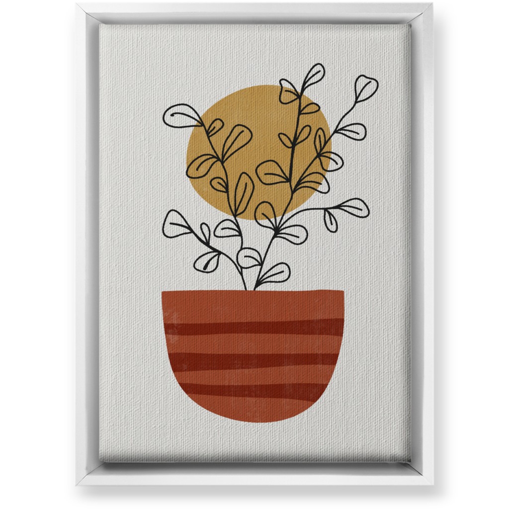 Abstract Flower Pot - Terracotta and Ivory Wall Art, White, Single piece, Canvas, 10x14, Brown, Brown