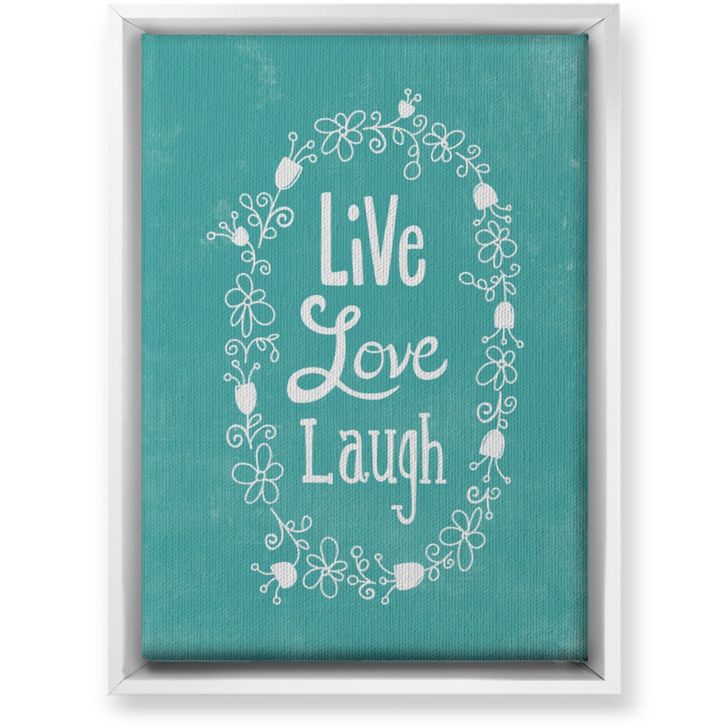 Live, Laugh, Love - Aqua Wall Art, White, Single piece, Canvas, 10x14, Green