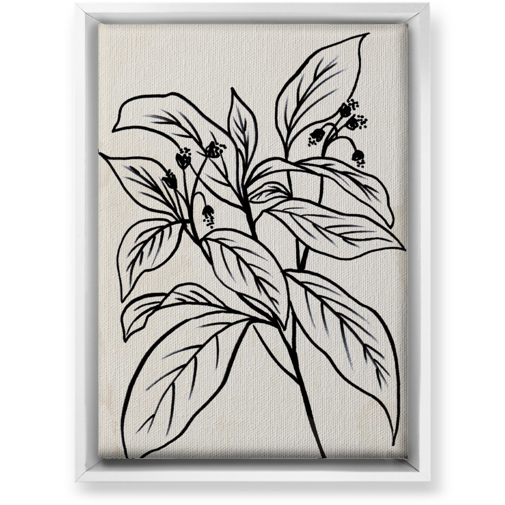 Vintage Branch Sketch - Beige and Black Wall Art, White, Single piece, Canvas, 10x14, Beige
