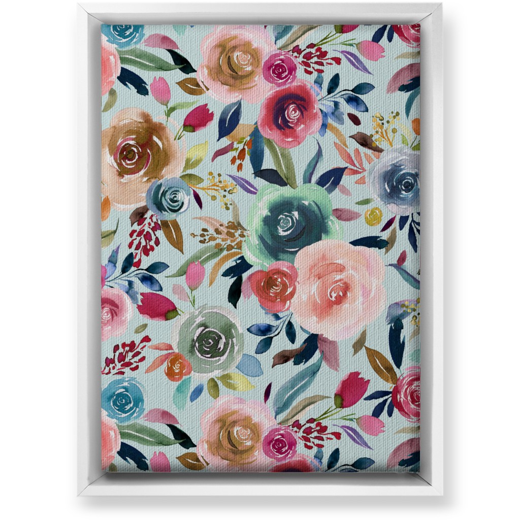 Sweet Watercolor Romance - Turquoise Wall Art, White, Single piece, Canvas, 10x14, Blue, True Blue