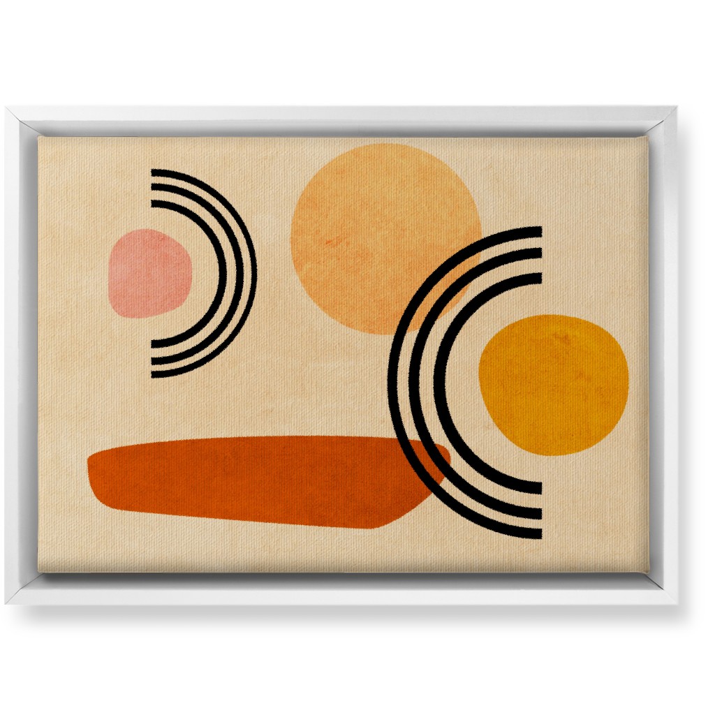Cups & Saucers Abstract Wall Art, White, Single piece, Canvas, 10x14, Orange