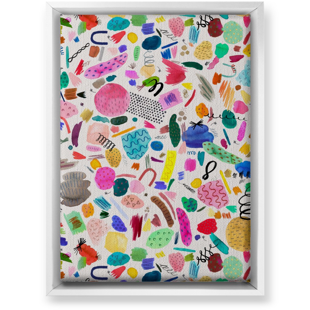 Abstract Marks and Scribbles - Multi Wall Art, White, Single piece, Canvas, 10x14, Multicolor