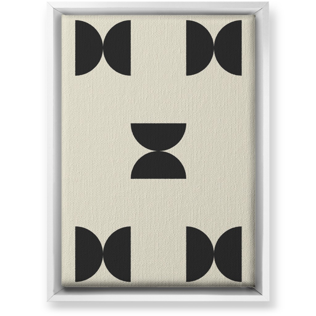 Minimal Geometric Abstract Bauhuas - Cream and Black Wall Art, White, Single piece, Canvas, 10x14, Beige, Pearl